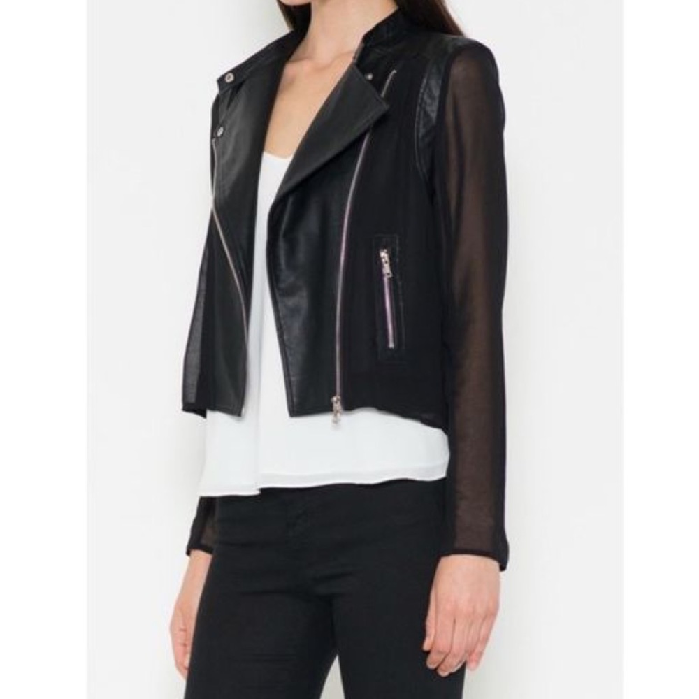 NWOT Fate Leather and Sheer Jacket